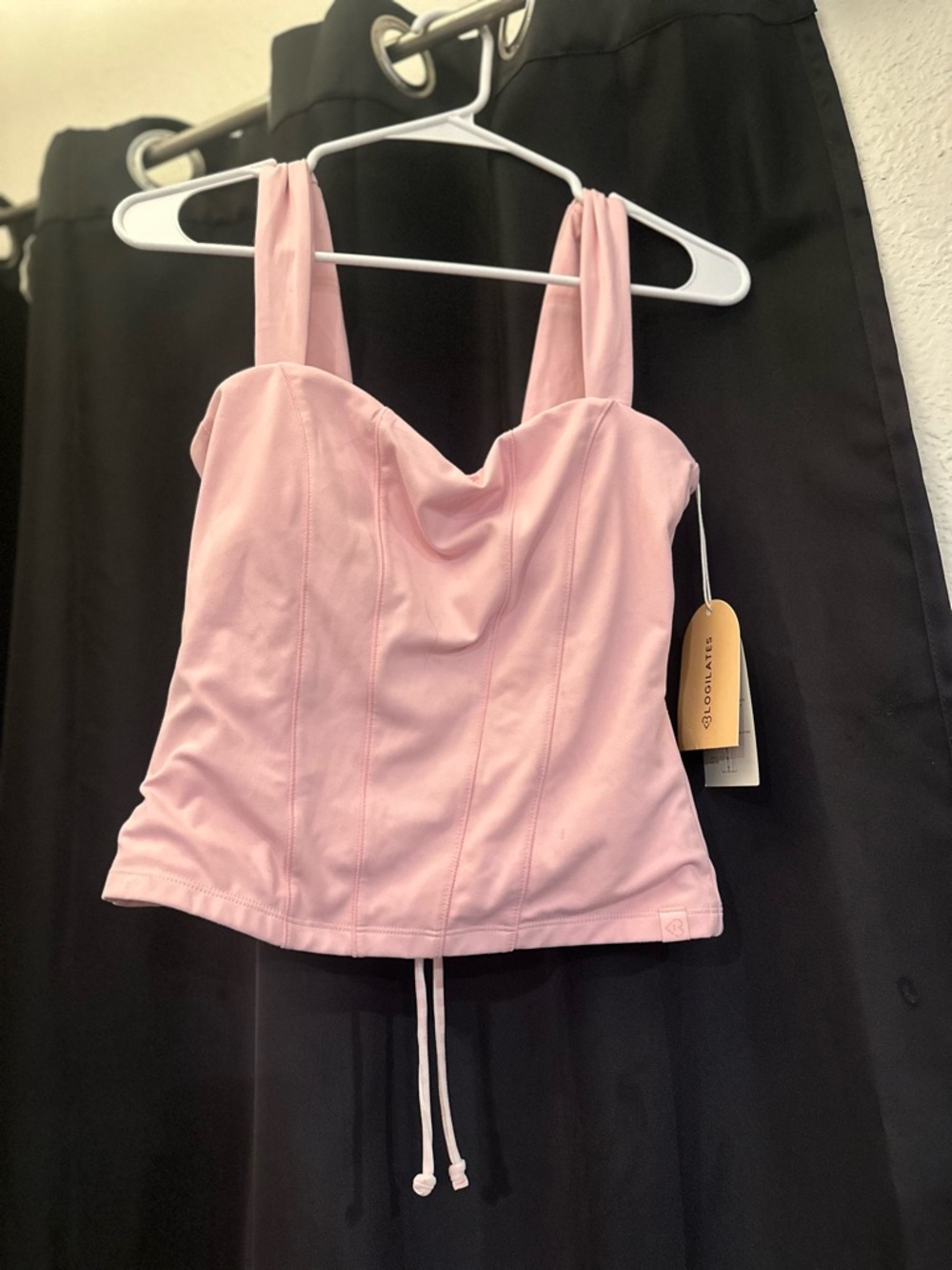 Light Pink Corset-Style Tank Top with back little bow ties